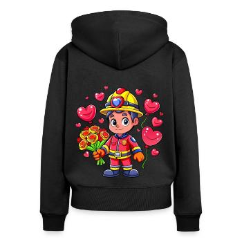 Hero in red the firefighter - Women's Premium Organic Zip Hoodie - black - Back - Julia (174cm)