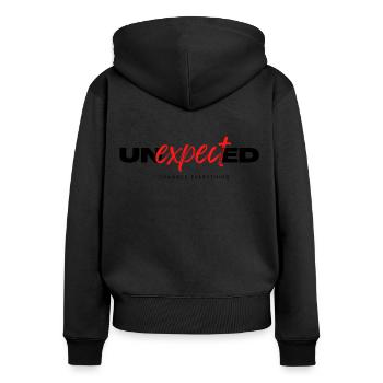 Unexspected change everything - Frauen Premium Bio Zip Hoodie - Schwarz - Hinten - Julia (174cm)