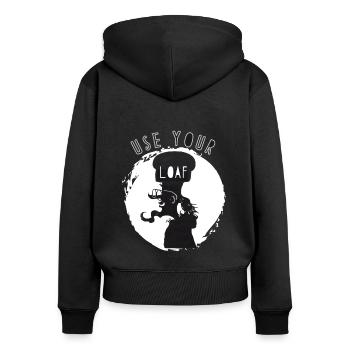 Utilisez votre pain - Sweat à capuche zippé Premium bio Femme - noir - Dos - Julia (174cm)