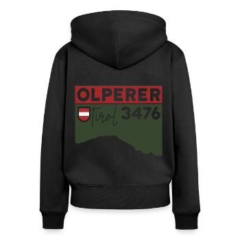 Olperer Besteigung Bergtour Hochtour Tour Tirol - Frauen Premium Bio Zip Hoodie - Schwarz - Hinten - Julia (174cm)