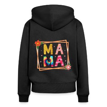 Maman - Sweat à capuche zippé Premium bio Femme - noir - Dos - Julia (174cm)