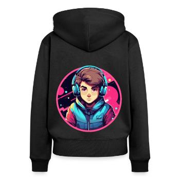 Le jeu est ma vie - Sweat à capuche zippé Premium bio Femme - noir - Dos - Julia (174cm)