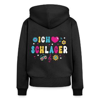 Schlager Ich Liebe Schlager Party - Frauen Premium Bio Zip Hoodie - Schwarz - Hinten - Julia (174cm)