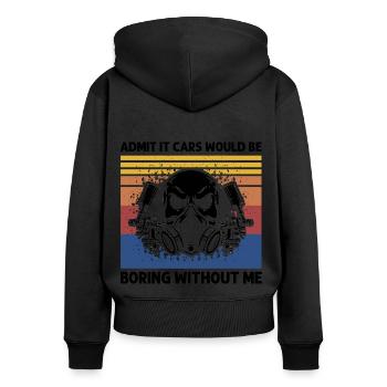 Autolackierer Angebot für Karosserietechniker - Frauen Premium Bio Zip Hoodie - Schwarz - Hinten - Julia (174cm)