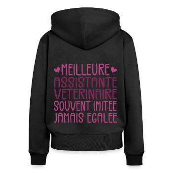 Souvent imitée Meilleure assistante vétérinaire - Sweat à capuche zippé Premium bio Femme - noir - Dos - Julia (174cm)
