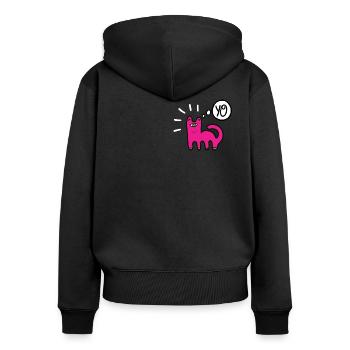 Bulle de dialogue drôle de chat - Sweat à capuche zippé Premium bio Femme - noir - Dos - Julia (174cm)