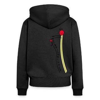 Massage mit liebe - Frauen Premium Bio Zip Hoodie - Schwarz - Hinten - Julia (174cm)