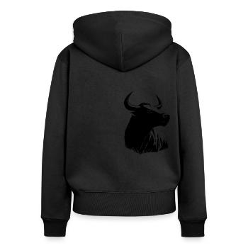 Bull - Women's Premium Organic Zip Hoodie - black - Back - Julia (174cm)