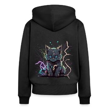 Beast Electric Cat - Sweat à capuche zippé Premium bio Femme - noir - Dos - Julia (174cm)