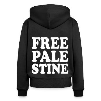 Free palestine - Frauen Premium Bio Zip Hoodie - Schwarz - Hinten - Julia (174cm)