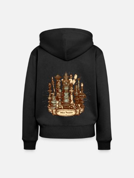 Leidenschaft für Schach - Frauen Premium Bio Zip Hoodie - Schwarz