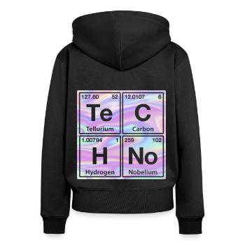 Techno Rave Electro Raver Chemie Periodensystem - Frauen Premium Bio Zip Hoodie - Schwarz - Hinten - Julia (174cm)