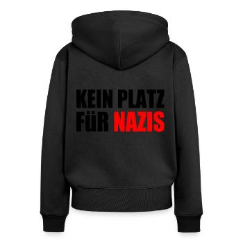 kein platz für nazis - Frauen Premium Bio Zip Hoodie - Schwarz - Hinten - Julia (174cm)