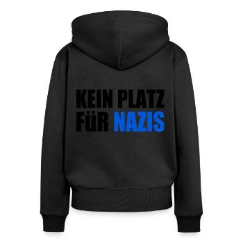 kein platz für nazis - Frauen Premium Bio Zip Hoodie - Schwarz - Hinten - Julia (174cm)