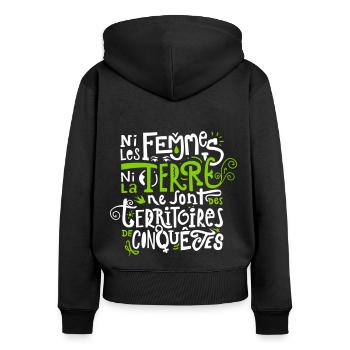 Ni les Femmes ni la Terre - Sweat à capuche zippé Premium bio Femme - noir - Dos - Julia (174cm)