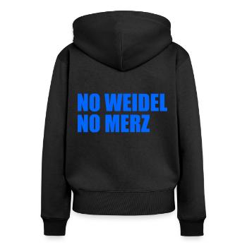 No weidel no merz - Frauen Premium Bio Zip Hoodie - Schwarz - Hinten - Julia (174cm)