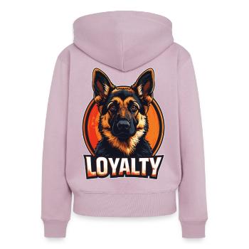Loyauté – German Shepherd Design - Sweat à capuche zippé Premium bio Femme - rose poudré - Dos - Julia (174cm)