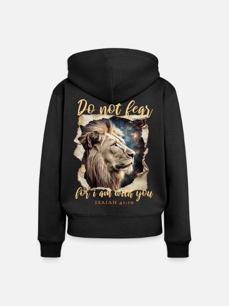 Löwe Bibelvers - Frauen Premium Bio Zip Hoodie - Schwarz