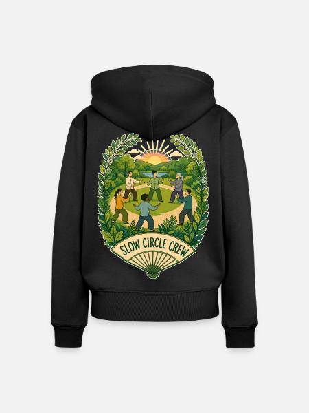 SLOW CIRCLE CREW Wolken - Frauen Premium Bio Zip Hoodie - Schwarz