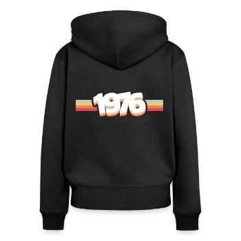 1976 Die Geburt der Legenden - Frauen Premium Bio Zip Hoodie - Schwarz - Hinten - Julia (174cm)