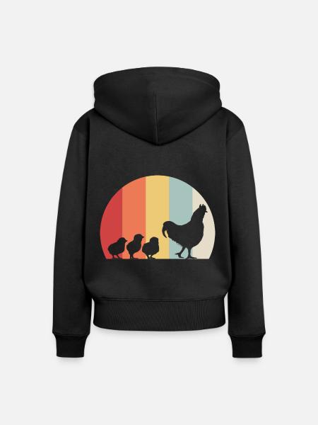Hühner Kücken - Frauen Premium Bio Zip Hoodie - Schwarz