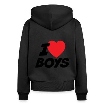 I Love Boys - Women's Premium Organic Zip Hoodie - black - Back - Julia (174cm)