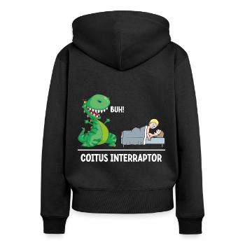 Coitus Interraptor - Frauen Premium Bio Zip Hoodie - Schwarz - Hinten - Julia (174cm)