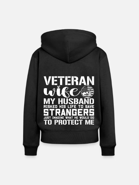 Veteranen-Ehefrau - Frauen Premium Bio Zip Hoodie - Schwarz