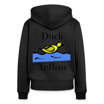 Gelbe Ente Kinder Geschenk Weihnachten - Frauen Premium Bio Zip Hoodie - Schwarz - Hinten - Julia (174cm)