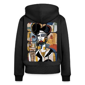 Modern Abstract Woman's Art - Women's Premium Organic Zip Hoodie - black - Back - Julia (174cm)