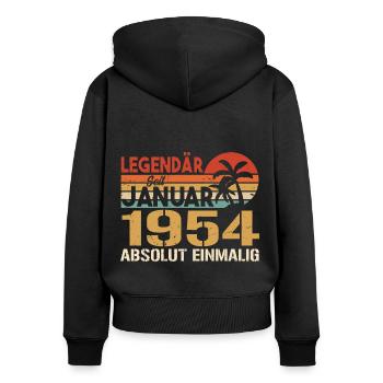 Geburtstagsgeschenk geboren im Januar 1954 - Frauen Premium Bio Zip Hoodie - Schwarz - Hinten - Julia (174cm)