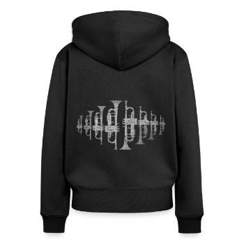 Trompeten - Frauen Premium Bio Zip Hoodie - Schwarz - Hinten - Julia (174cm)