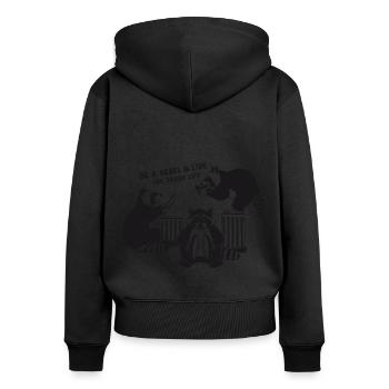 Racoon Band - soyez un rebelle et vivez la vie des ordures - Sweat à capuche zippé Premium bio Femme - noir - Dos - Julia (174cm)