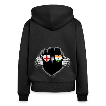 England und Indien Indisch India Fahne Flaggen - Frauen Premium Bio Zip Hoodie - Schwarz - Hinten - Julia (174cm)