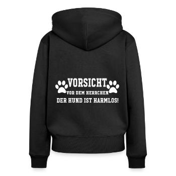 Hunde Hundeliebe Hundeliebhaber Herrchen Harmlos - Frauen Premium Bio Zip Hoodie - Schwarz - Hinten - Julia (174cm)