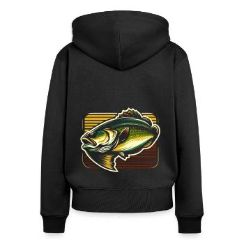 Poisson bar - Sweat à capuche zippé Premium bio Femme - noir - Dos - Julia (174cm)