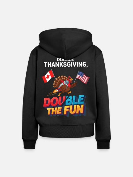 Double Thanksgiving Fun - Frauen Premium Bio Zip Hoodie - Schwarz