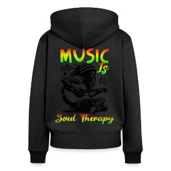 Music is Soul Therapy - Frauen Premium Bio Zip Hoodie - Schwarz - Hinten - Julia (174cm)
