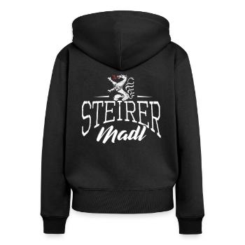 Steirer Madl Steirermadl Steiermark Frauen Mädchen - Frauen Premium Bio Zip Hoodie - Schwarz - Hinten - Julia (174cm)