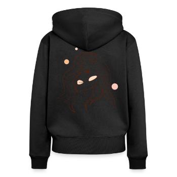 minimalistisches Design einer wunderschönen Frau - Frauen Premium Bio Zip Hoodie - Schwarz - Hinten - Julia (174cm)