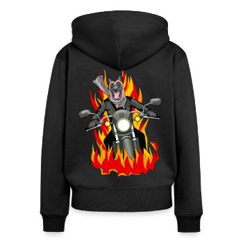 Feuer Malinois - Frauen Premium Bio Zip Hoodie - Schwarz - Hinten - Julia (174cm)