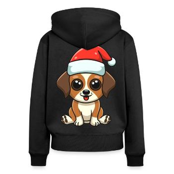Doggy with Santa hat - Women's Premium Organic Zip Hoodie - black - Back - Julia (174cm)