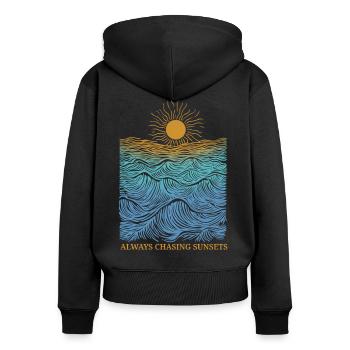 Always chasing sunsets - Women's Premium Organic Zip Hoodie - black - Back - Julia (174cm)