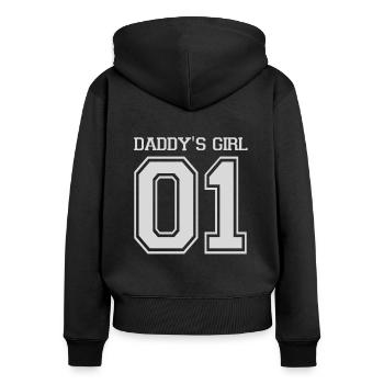 Daddy’s 01 Girl - Partenaire look papa père - fille - Sweat à capuche zippé Premium bio Femme - noir - Dos - Julia (174cm)