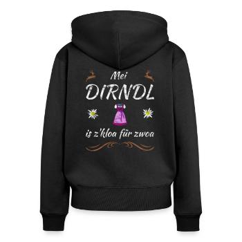 Schwanger Tracht Mein Dirndl ist zu klein für zwei - Frauen Premium Bio Zip Hoodie - Schwarz - Hinten - Julia (174cm)