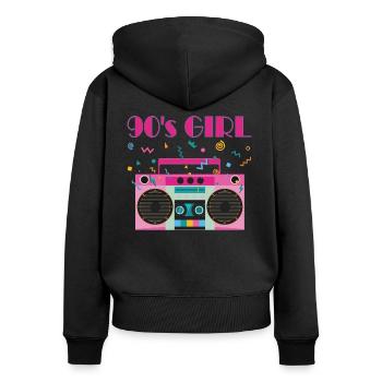 Années 90 Music Girl Années 90 Années 90 Costume De Fête - Sweat à capuche zippé Premium bio Femme - noir - Dos - Julia (174cm)