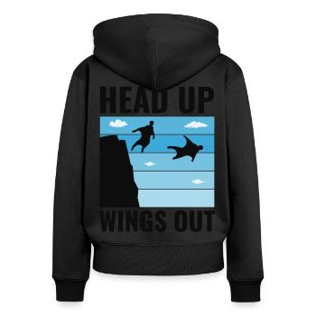 Wingsuit fliegen Base Jumping Fallschirmspringen Wingsuiting - Frauen Premium Bio Zip Hoodie - Schwarz - Hinten - Julia (174cm)