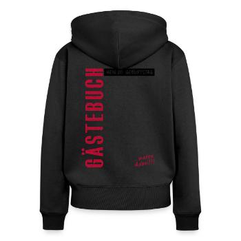 Gästebuch 20. Geburtstag, unterschreiben, Geschenk - Frauen Premium Bio Zip Hoodie - Schwarz - Hinten - Julia (174cm)