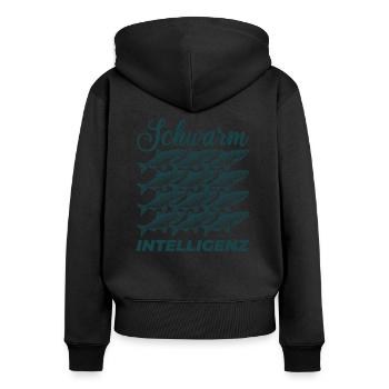 Schwarm Intelligenz - Hering Schwarm - Frauen Premium Bio Zip Hoodie - Schwarz - Hinten - Julia (174cm)
