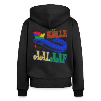 Kölle Aalaaf - Jecker Aal mit Narrenkappe Kostüm - Frauen Premium Bio Zip Hoodie - Schwarz - Hinten - Julia (174cm)